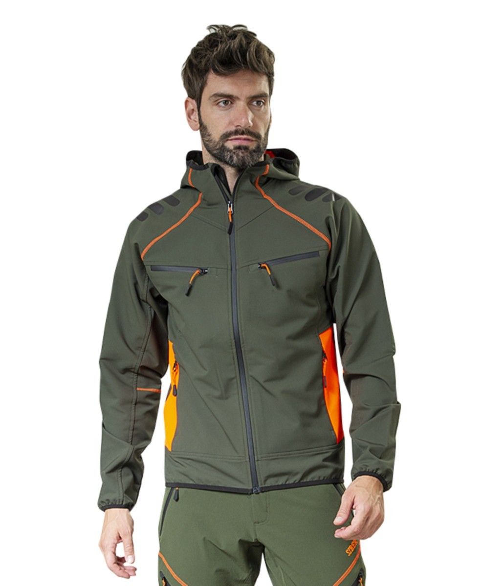 Giacca Tecnica Softshell Siber Verde-Arancio