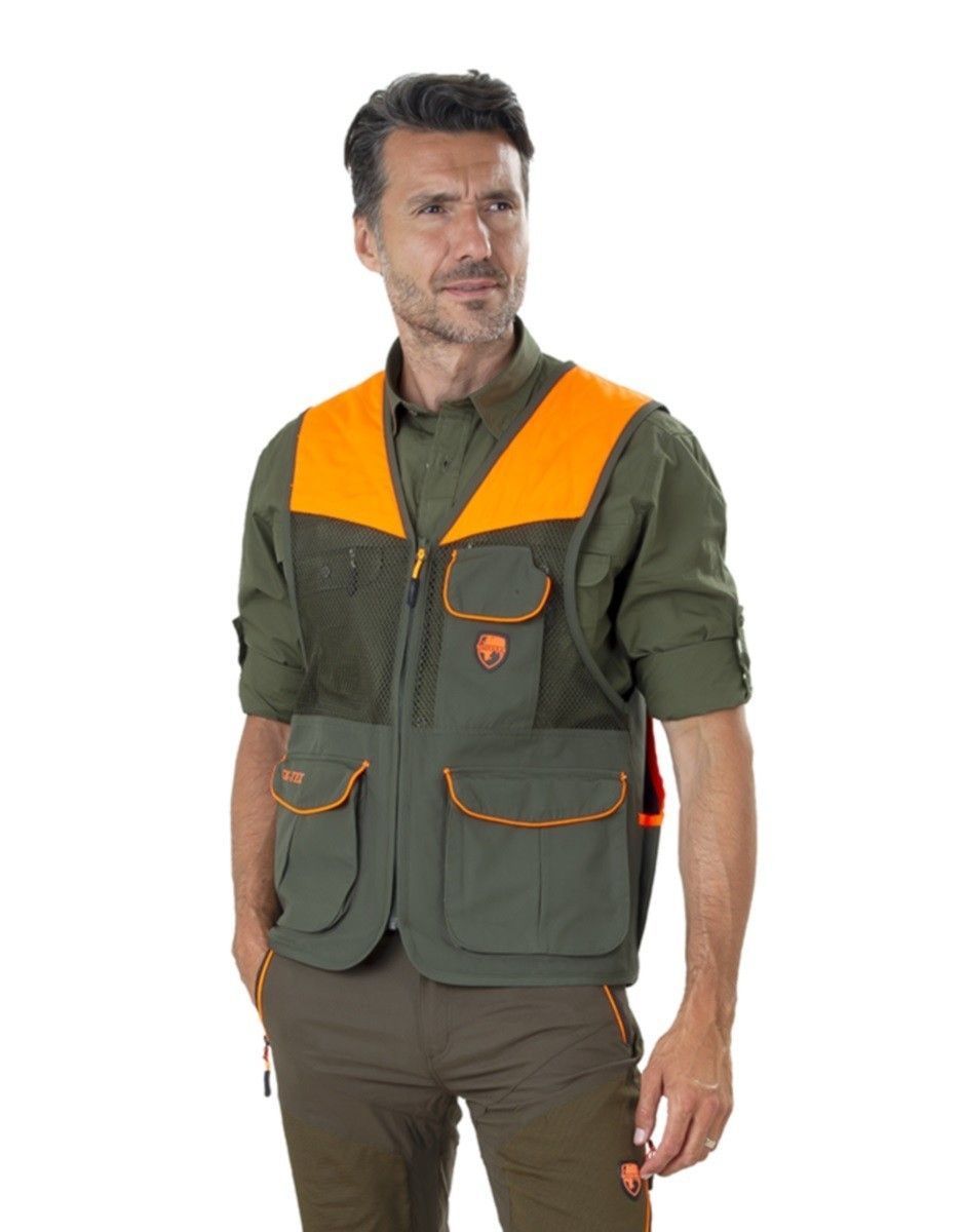 Gilet Rete Verde/Arancio Mesh